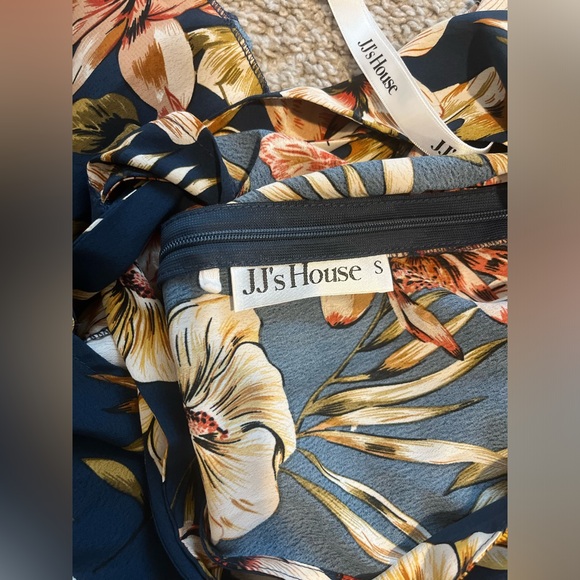 JJ's House Ruffles Floral Halter Trumpet Satin Asymmetrical Midi Dress - Picture 5 of 11